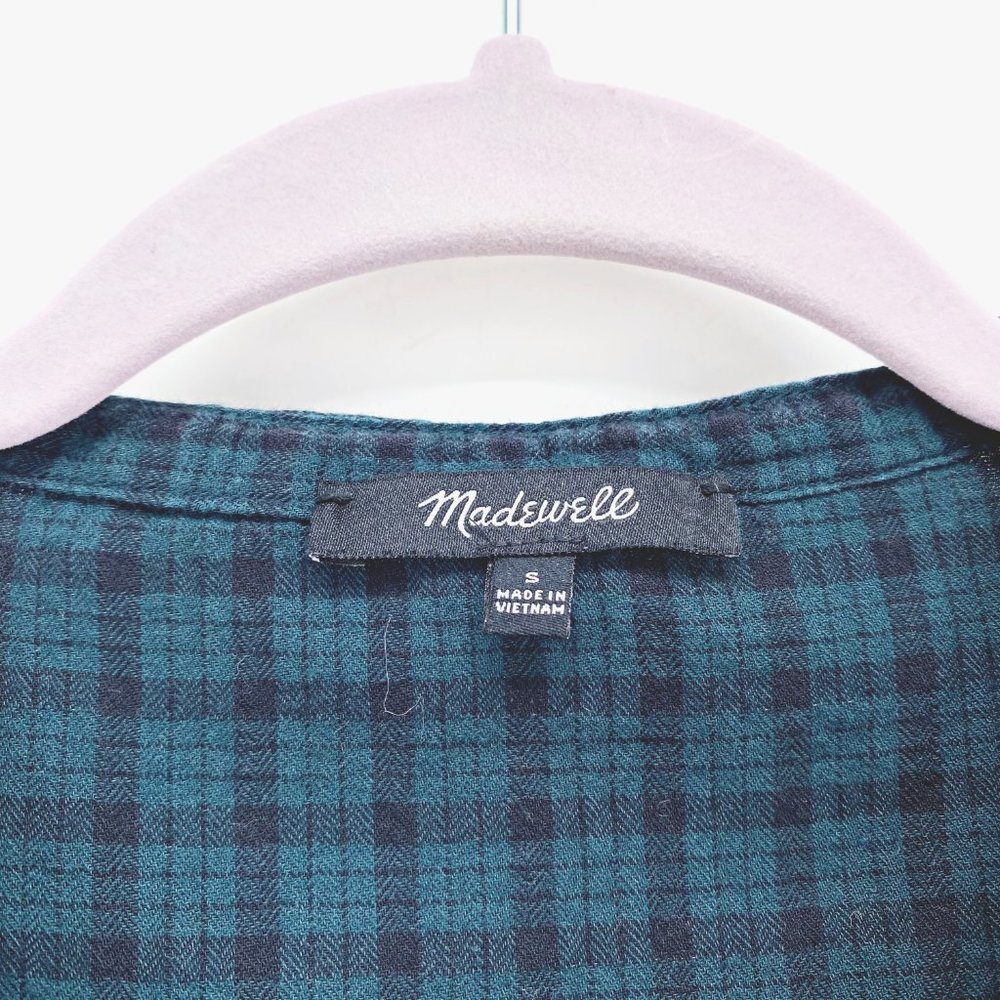 Madewell Plaid Balloon-Sleeve Peasant Top - Picture 3 of 11